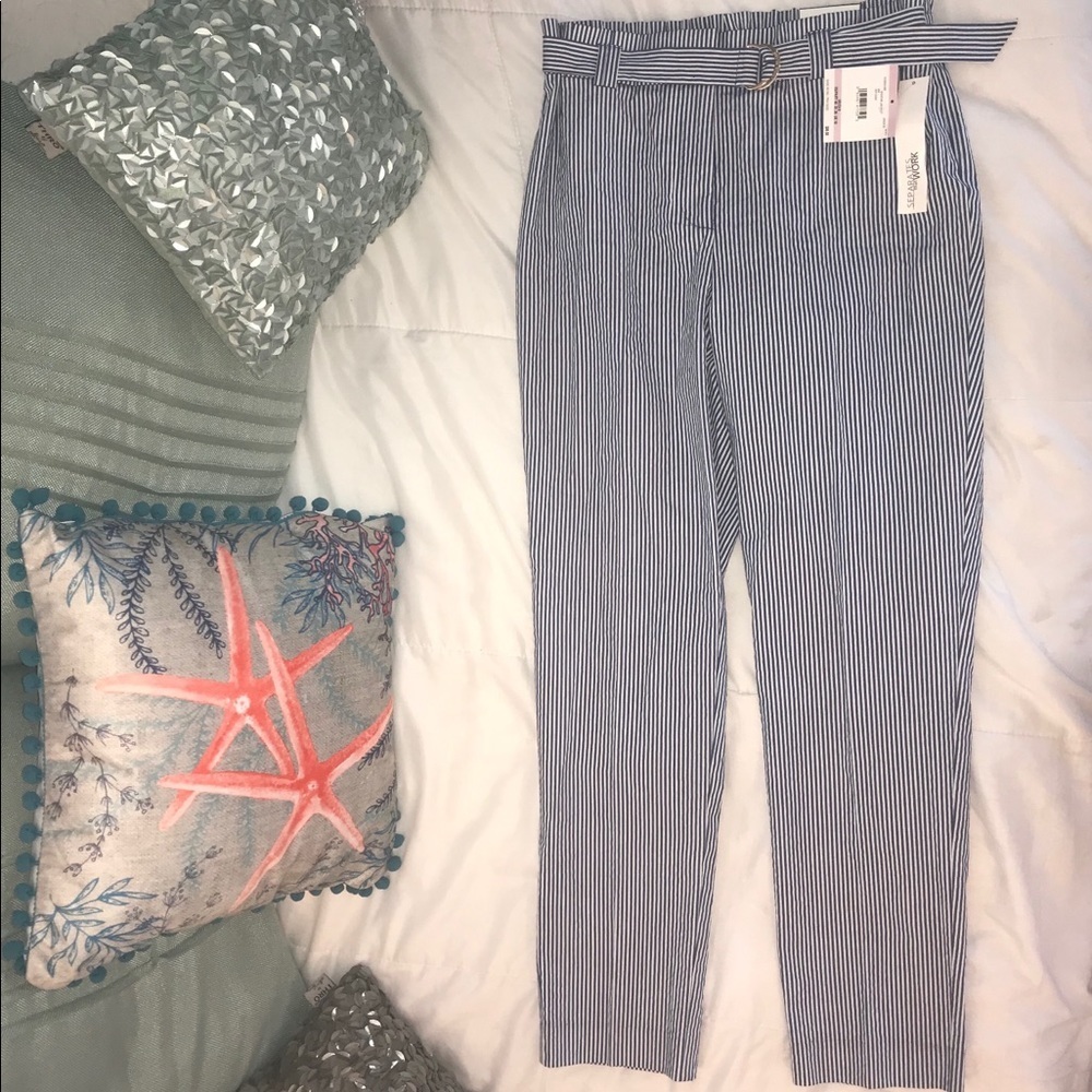 NWT Anne Klein striped size 6 slim ankle trousers